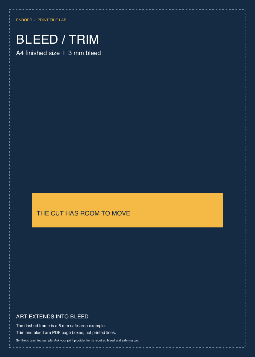 Sample PDF with dark artwork extending to all four outer bleed edges